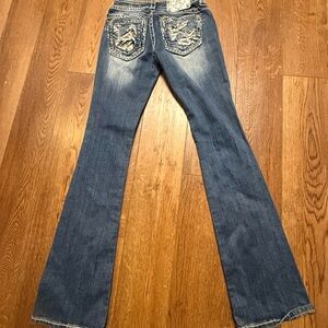 Miss Me Blue Boot Cut Jeans with Embellished Pockets